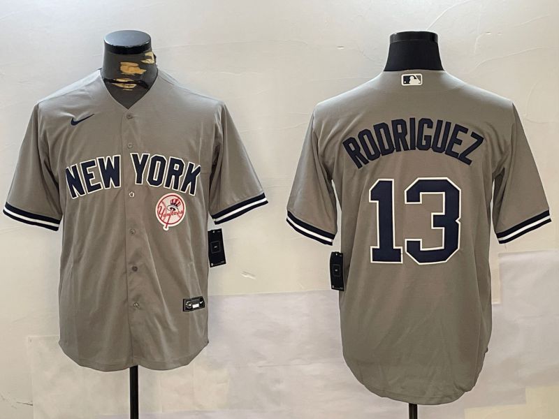 Men New York Yankees #13 Rodriguez Grey Game 2024 Nike MLB Jersey style 4->new york yankees->MLB Jersey